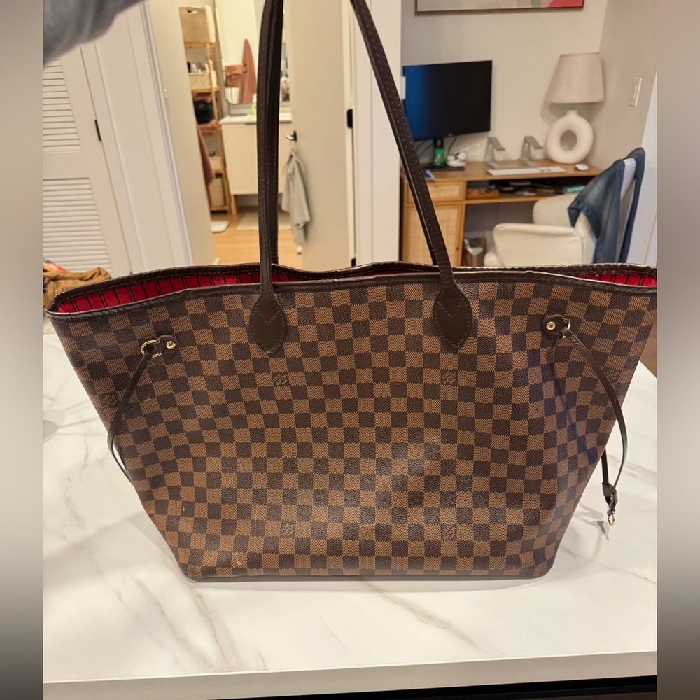 Louis Vuitton Damier Ebene Tote with Red Interior - Neverfull GM